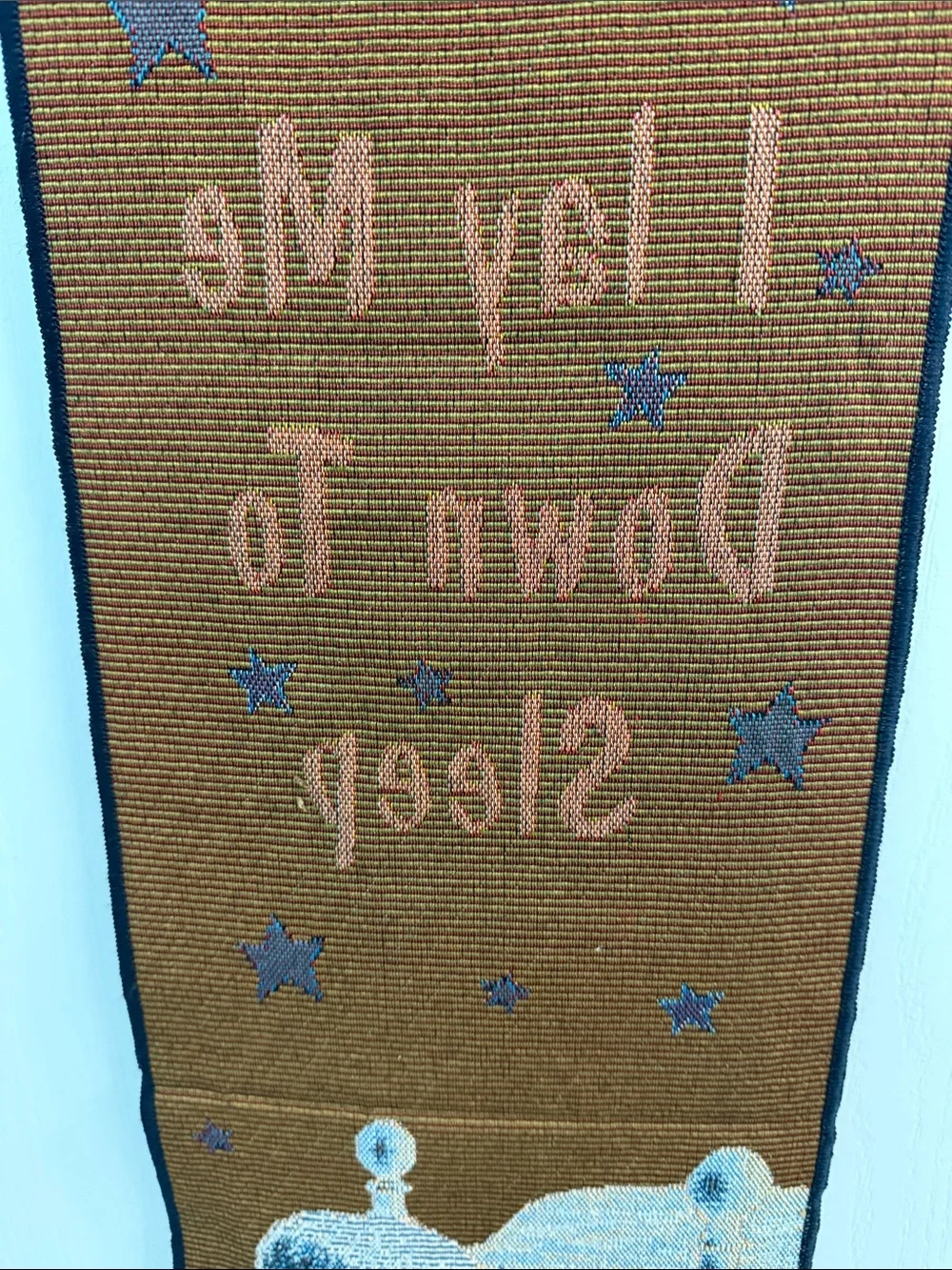 Vintage Now I Lay Me Down To Sleep Blue Nursery Wall Tapestry